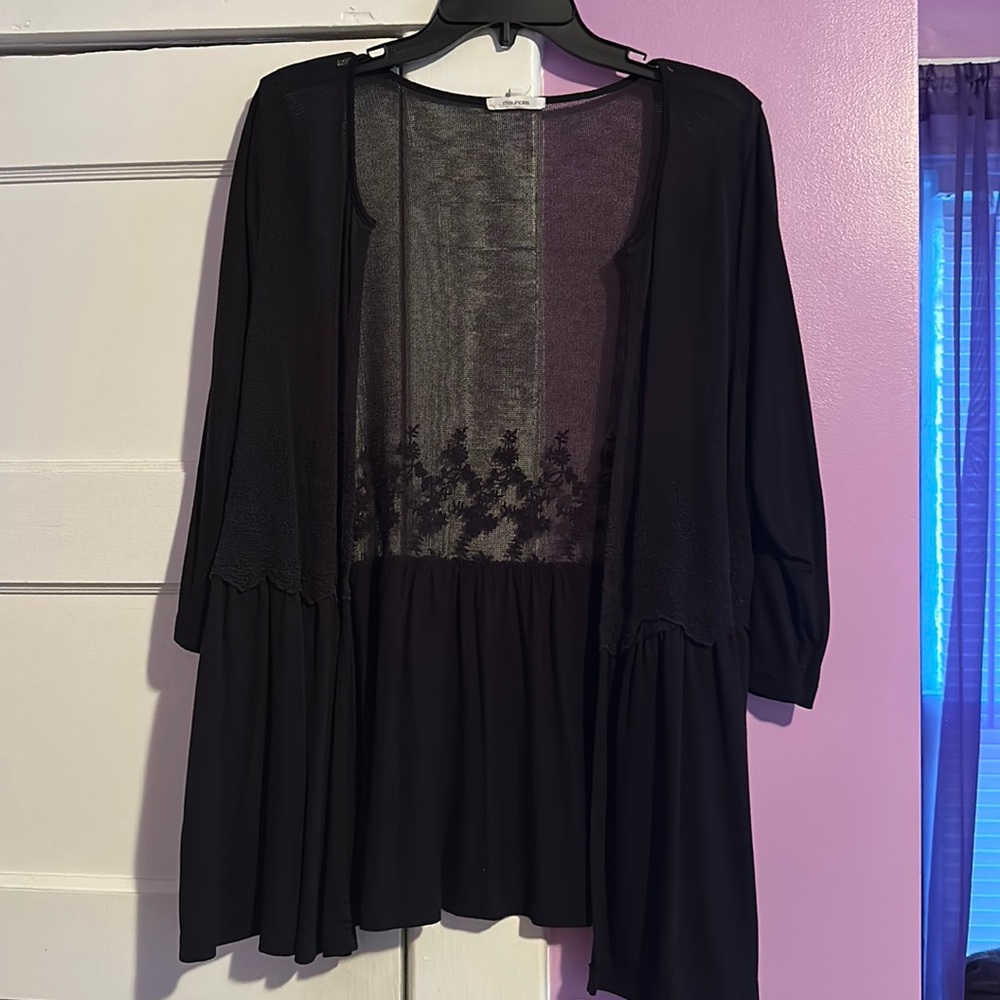 Black cardigan with flowers